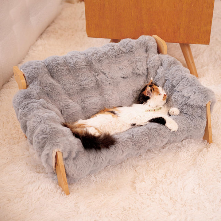 Cheerpals Katzenhängematte Katzenbett für Grosse Katzen - Freistehende Katzenliege aus Buchenholz ge