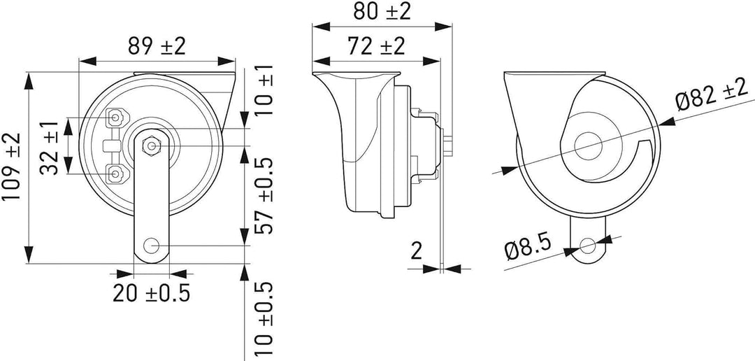 HELLA Fanfare - STYLE HORN TE24 SET - 12V - 110dB(A) - Frequenzbereich von: 400Hz - Frequenzbereich