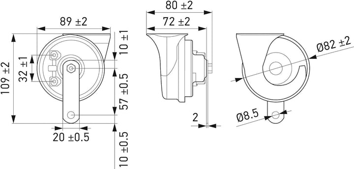 HELLA Fanfare - STYLE HORN TE24 SET - 12V - 110dB(A) - Frequenzbereich von: 400Hz - Frequenzbereich