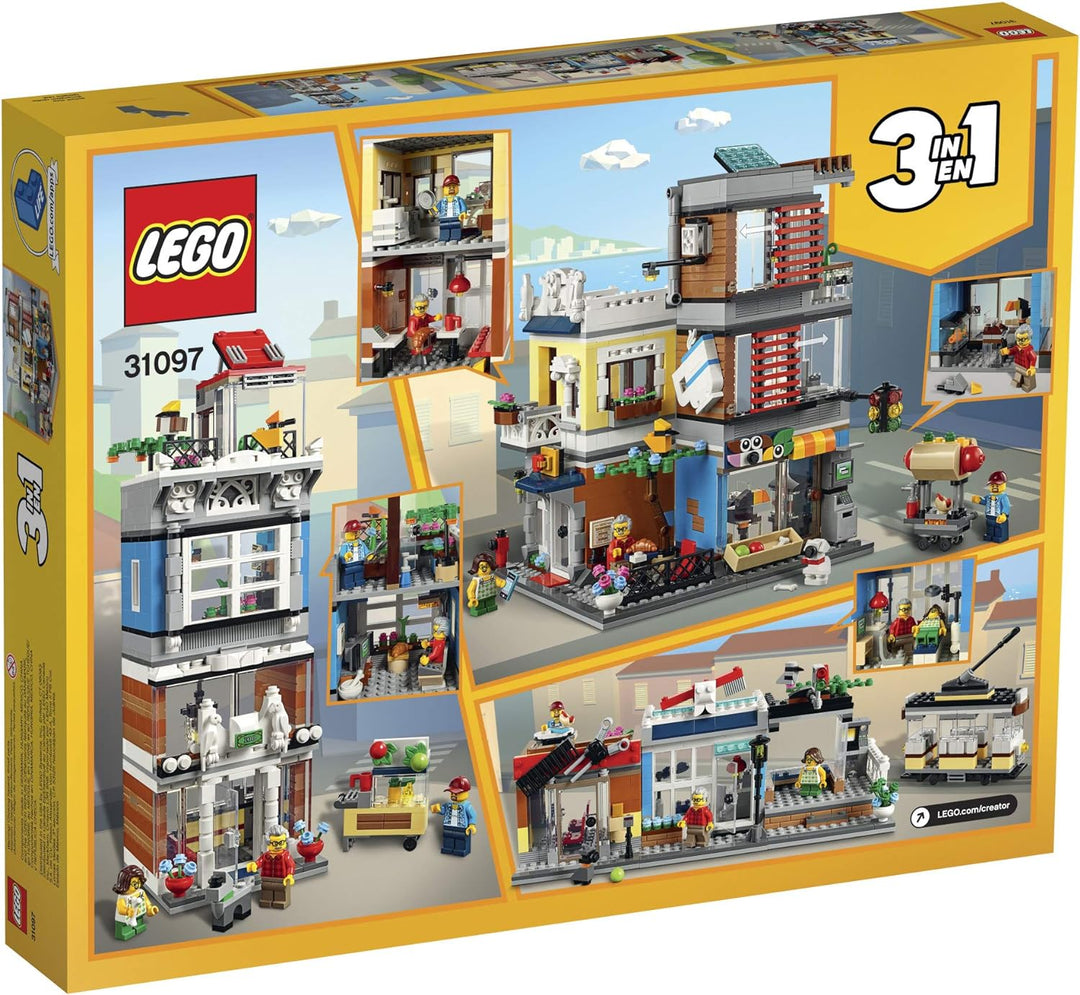 LEGO Creator 3 in 1 Townhouse Pet Shop &amp; Café 31097 Toy Store Building Set with Bank, Town Playset w