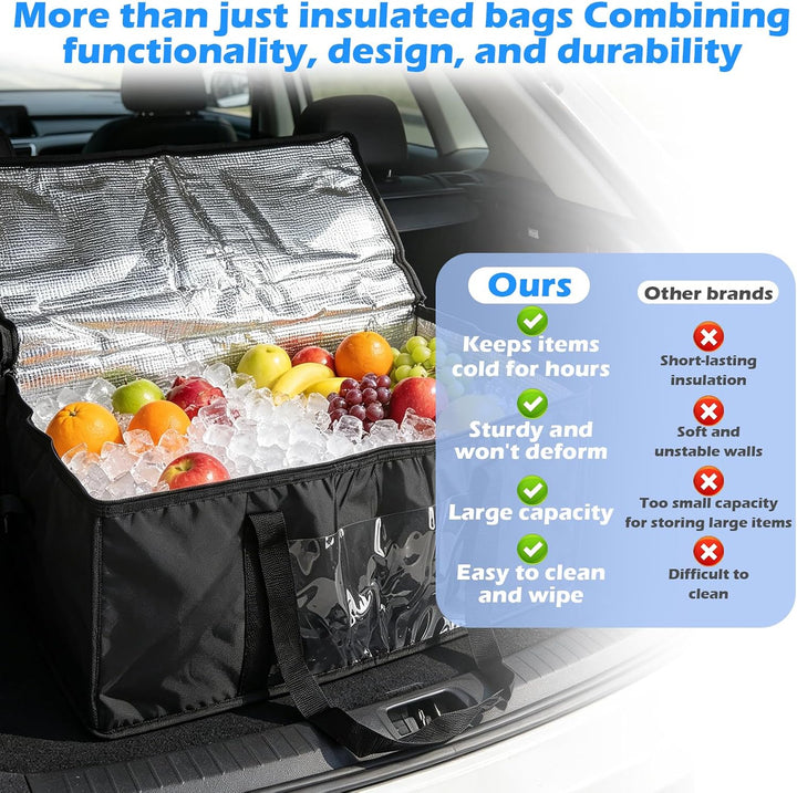 Kühltasche Gross 60L, Kühltasche Faltbar, Isoliertasche, Thermotasche, Einkaufstasche Faltbar - Oxfo