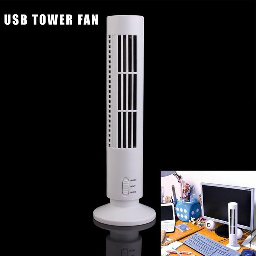 USB Flügelloser Turmventilator, Oszillierend 2 Geschwindigkeiten | Wiederaufladbar, Leiser Betrieb,