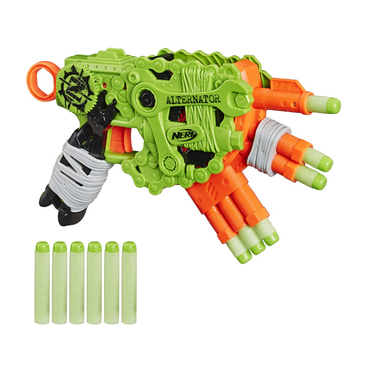 NERF Zombie Strike Alternator Blaster -- Fires 3 Ways -- Includes 12 Official Zombie Strike Elite Da