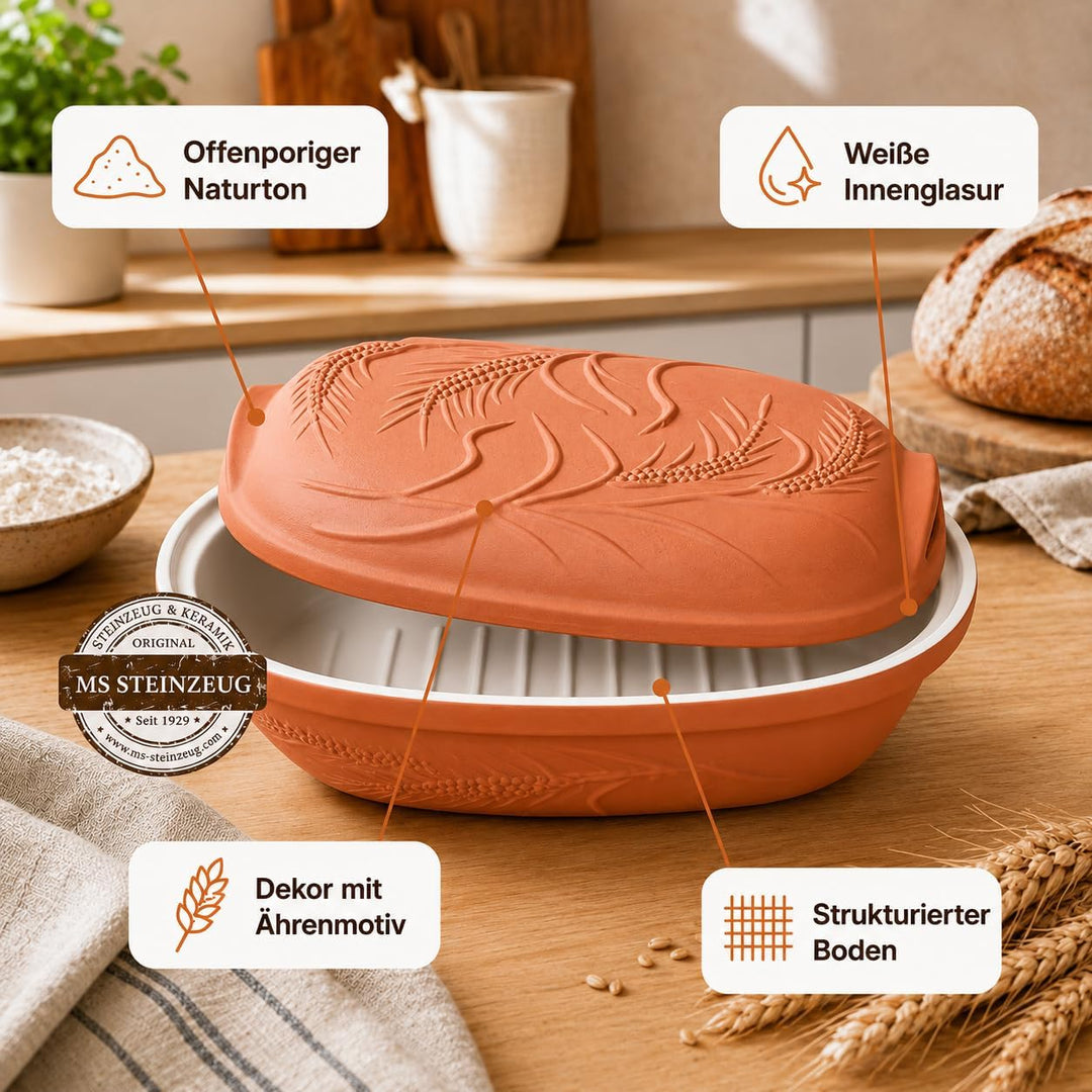 Brottopf Terrakotta TerraStone mit weisser Innenglasur Brot backen Rezepte