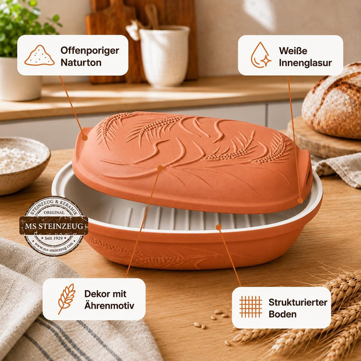 Brottopf Terrakotta TerraStone mit weisser Innenglasur Brot backen Rezepte