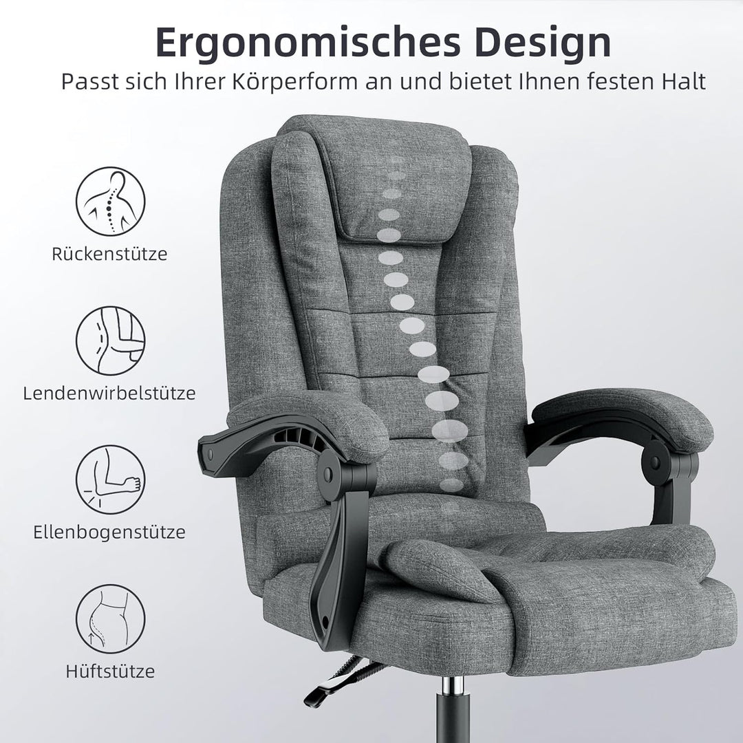 rattantree Ergonomischer Bürostuhl, Schreibtischstuhl, Computerstuhl mit Gepolsterter Armlehne und W