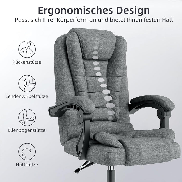 rattantree Ergonomischer Bürostuhl, Schreibtischstuhl, Computerstuhl mit Gepolsterter Armlehne und W