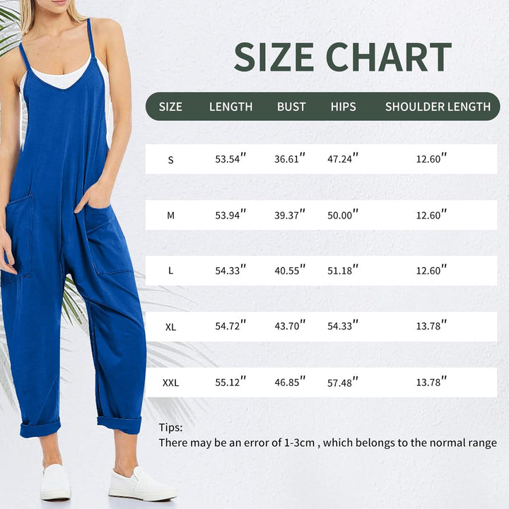 VUTRU Stylischer Damen Sommer Overall – Ärmelloser Jumpsuit mit lockerer Passform,V-Ausschnitt,trend