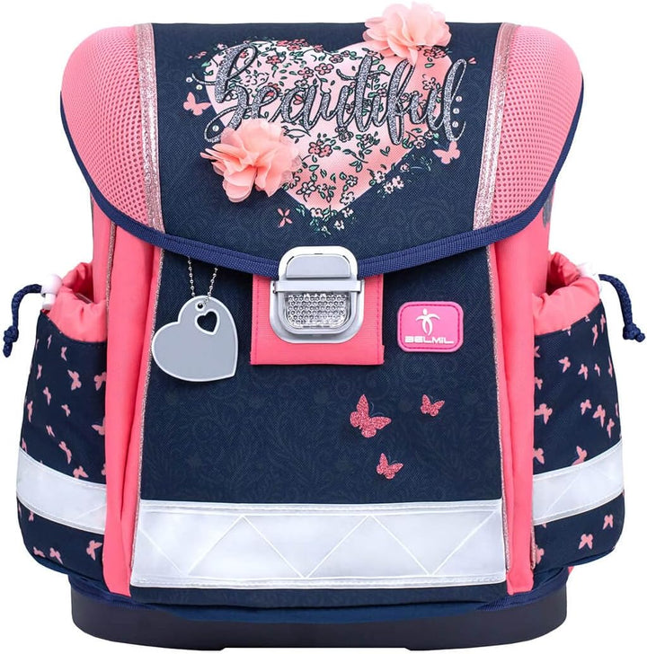 Belmil Classy Schulranzen Set 4 - teilig (403-13/AG/S) M Beautiful Flowers, M Beautiful Flowers