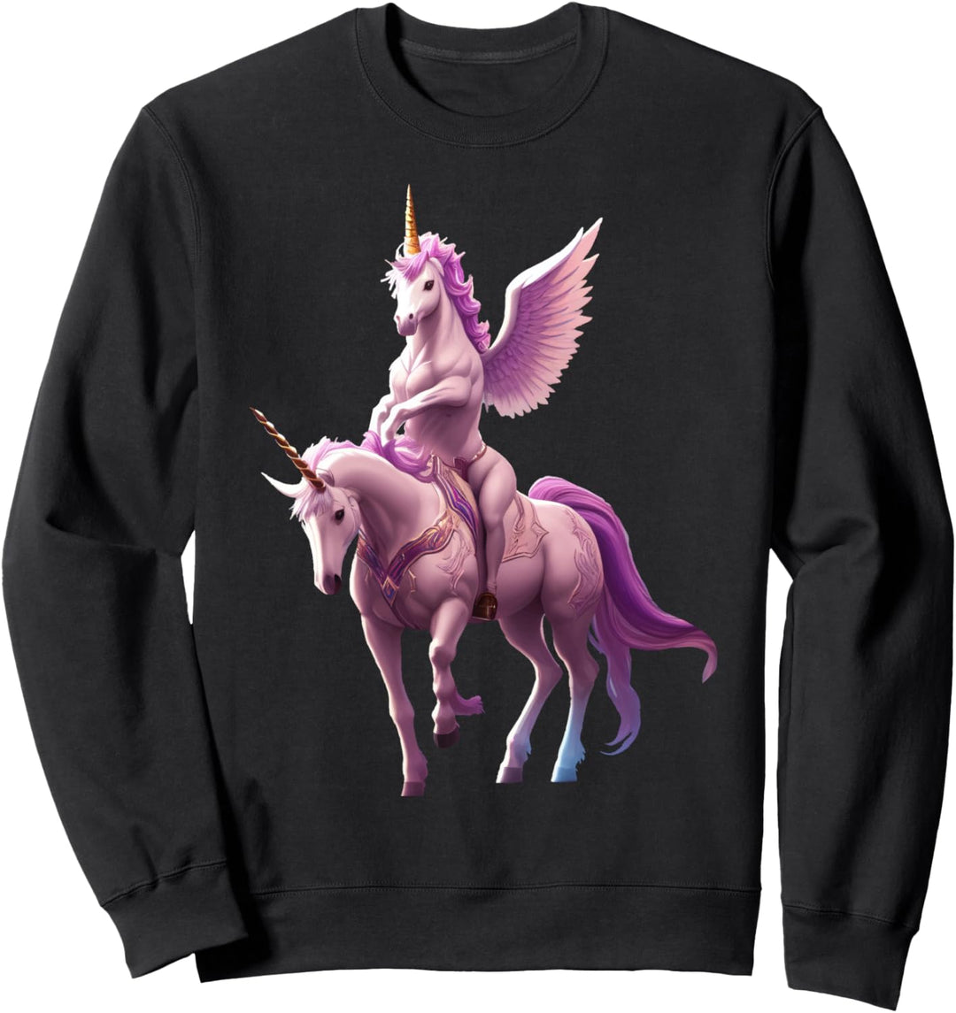 Einhorn reitet auf einem Pinken Einhorn Sweatshirt