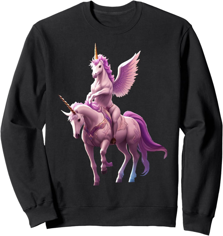 Einhorn reitet auf einem Pinken Einhorn Sweatshirt