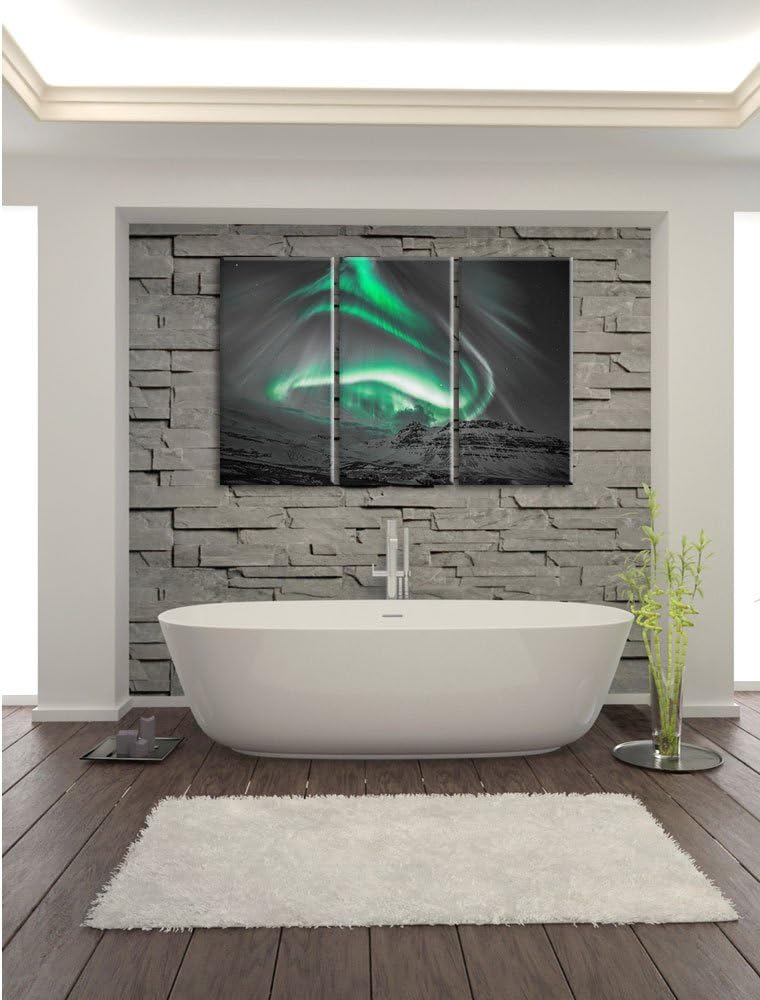 Pixxprint Nordlichter über Island als Leinwandbild/Grösse: 3 Teilig (120x80 cm) cm/Wandbild/Kunstdru