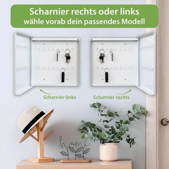 banjado Grosser Schlüsselkasten Metall - Schlüsselbox 30x30cm mit 32 Haken - Schlüsselkasten modern