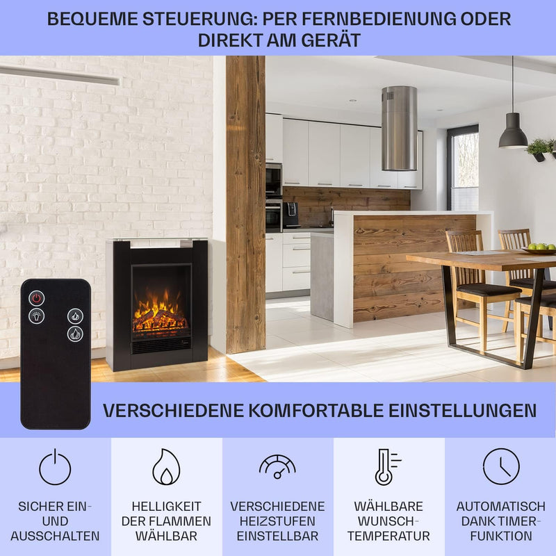 Klarstein Elektrokamin, Elektro Heizungen für Wohnzimmer & Innenräume, Elektrischer Kamin mit LED Fl