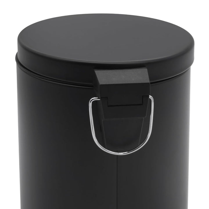 Spetebo Edelstahl Tretmülleimer rund schwarz matt 39 x 25 cm mit Deckel - 12 L - Metall Mülleimer mi