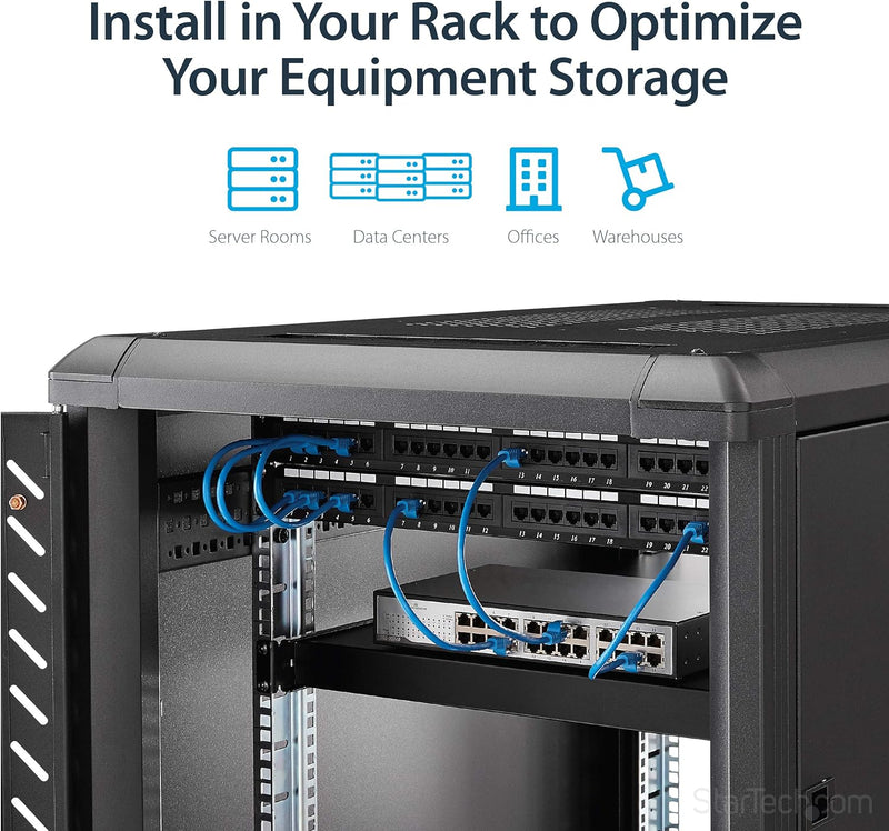 StarTech.com 1HE Verstellbares Server Rack Fachboden - 150 kg - 49,5 bis 97,4 cm Verstellbare Einbau