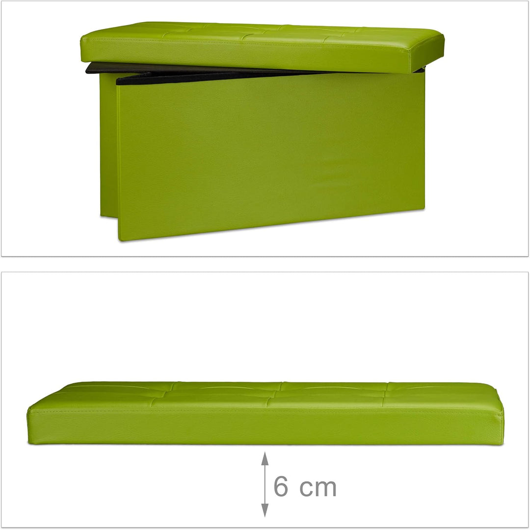 Relaxdays Faltbare Sitzbank 38 x 76 x 38 cm HxBxT, 2-Sitzer m. Stauraum, Kunstleder Sitzhocker 300 k
