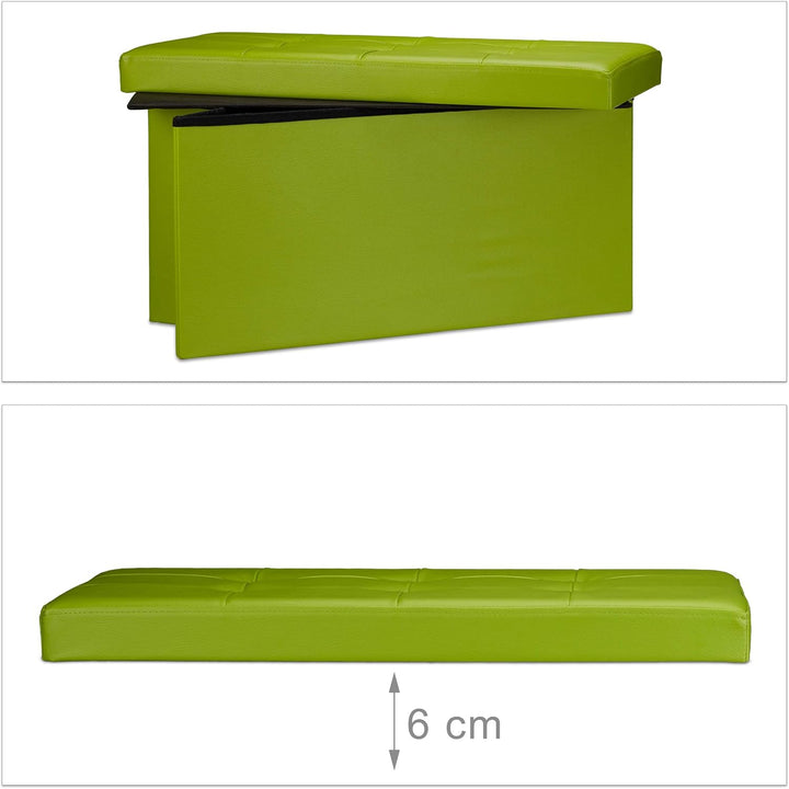 Relaxdays Faltbare Sitzbank 38 x 76 x 38 cm HxBxT, 2-Sitzer m. Stauraum, Kunstleder Sitzhocker 300 k