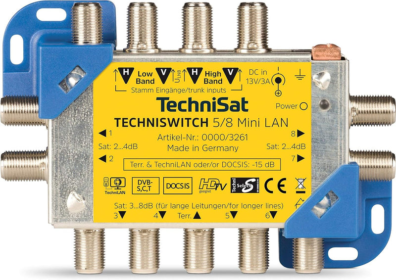TechniSat TECHNISWITCH 5/8 MINI LAN, Multischalter / Satverteiler inkl. LAN für 8 Teilnehmer, 100m E