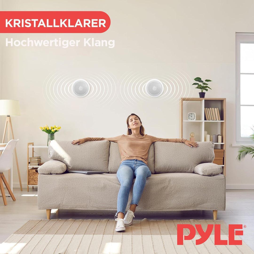 Pyle PDIC60 Lautsprecher, 2.0 Kanäle, Verkabelt, Terminal, Weiss, 125 W, 65 - 22000 Hz