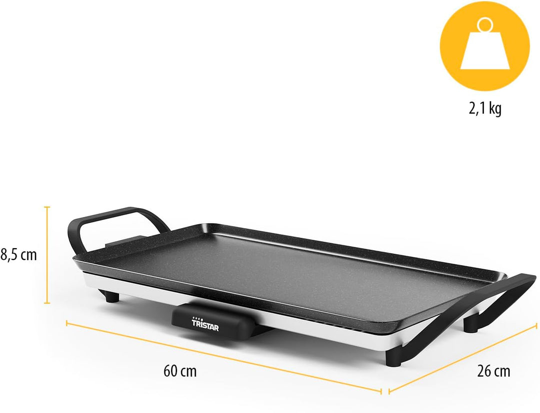 Tristar Tischgrill Slim M – Grosszügige Backfläche von 46 x 26 cm – Antihaftbeschichtung – Abnehmbar