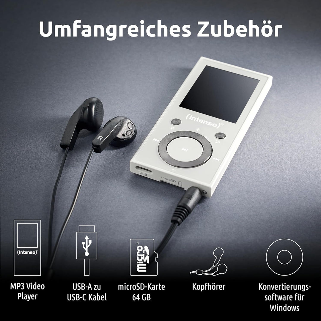 Intenso MP3 Player Video Scooter 1,8 Zoll Bluetooth weiss weiss 16GB Single, weiss 16GB Single