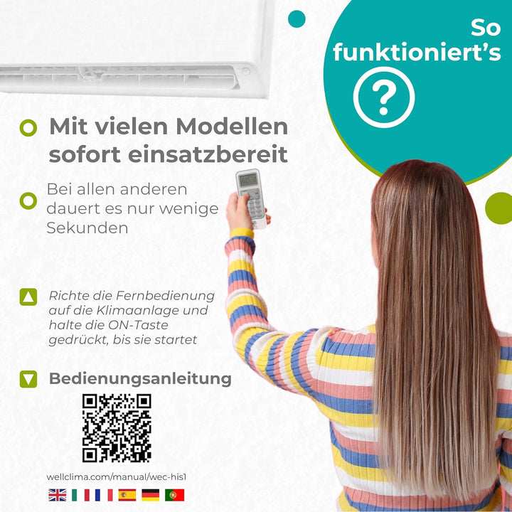 Wellclima WEC-HIS1 Fernbedienung für Klimaanlagen für Hisense, für Kelon, für Wintair, Umfangreicher
