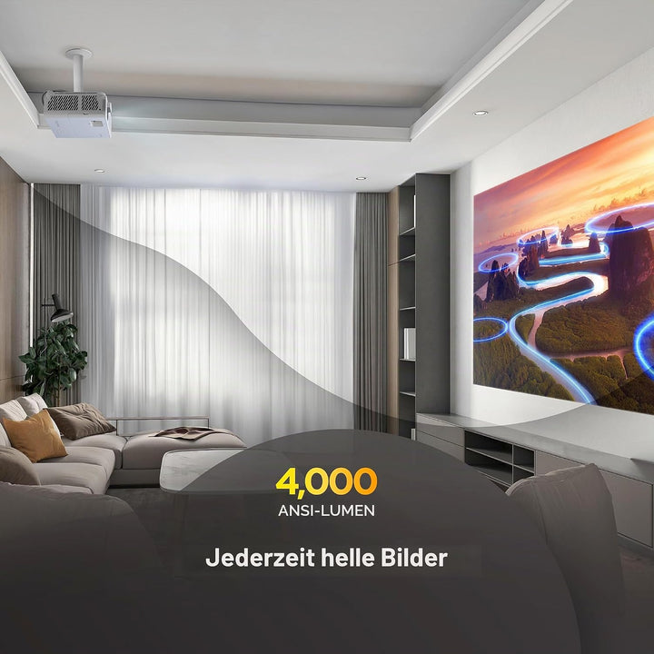 ViewSonic LX750-4K Echter 4K Beamer mit Integriertem Google TV, 4000 ANSI Lumen, HDR &amp; HLG, 1.3X Opt