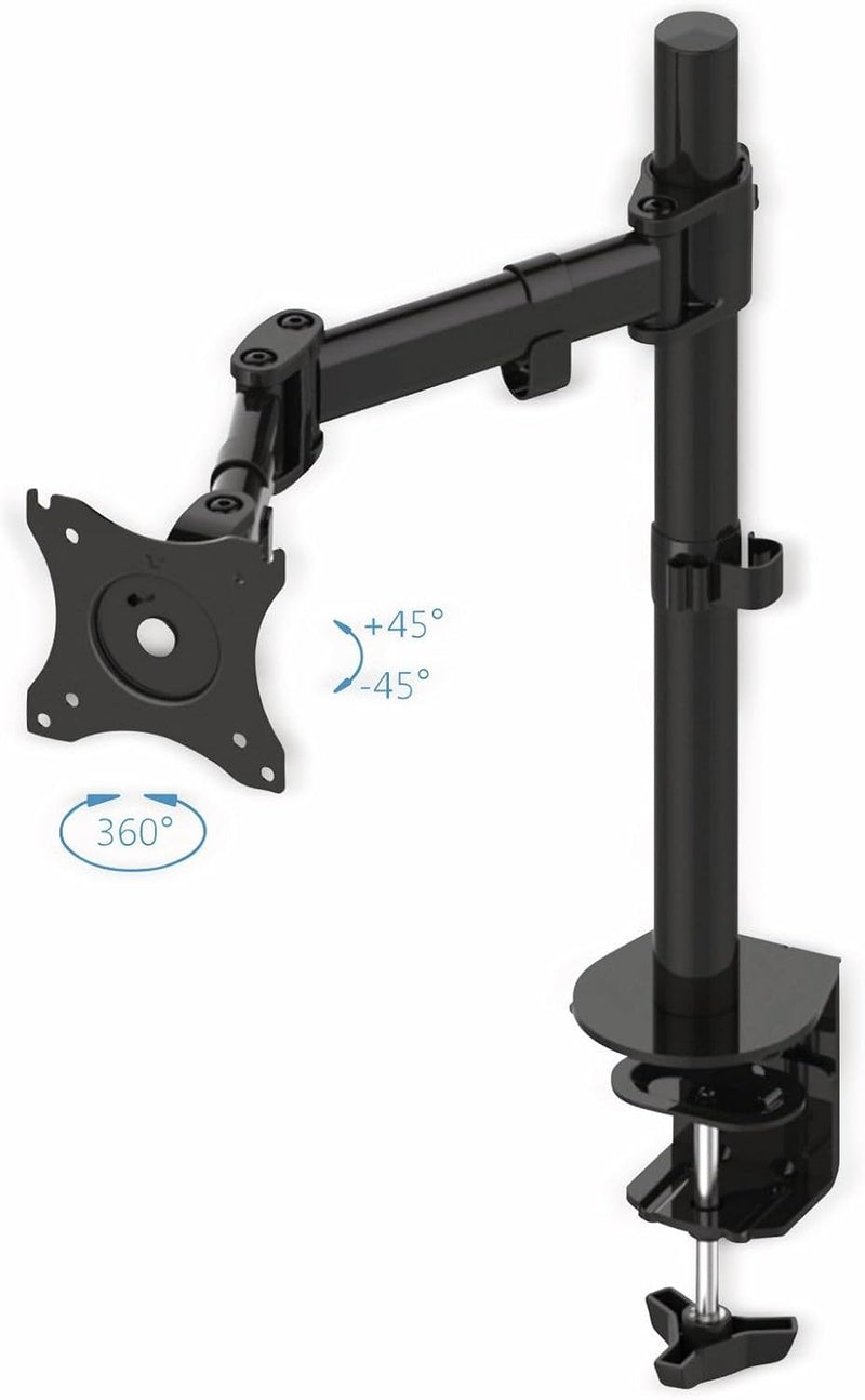 PureMounts Schreibtischhalterung für 1 Monitor 33-69 cm (13-27 Zoll), neigbar: -45° bis 45°, drehbar