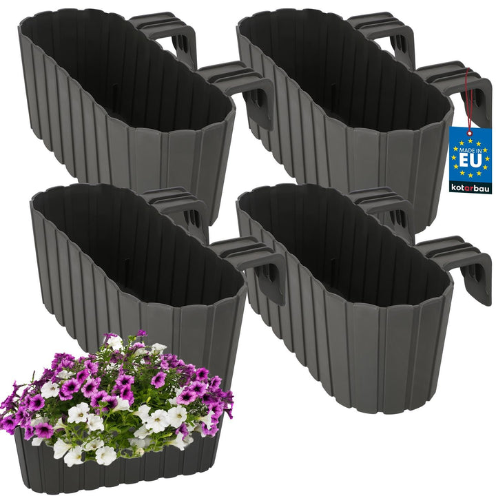 KOTARBAU® 4er Set Blumenkasten für Balkon - 40 x 15 x 15 cm - Blumenkasten für Balkongeländer - Balk