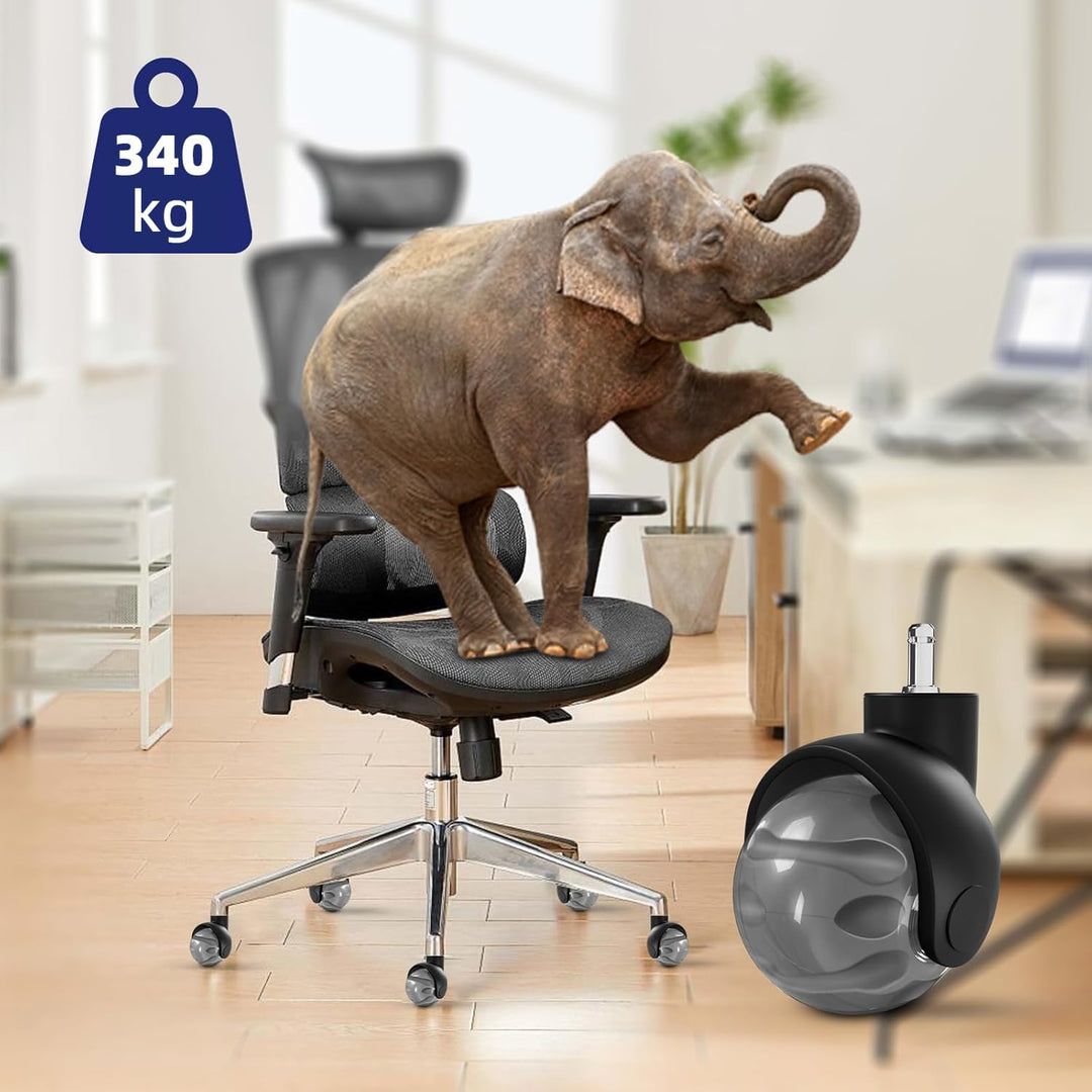 Sytopia Bürostuhl Rollen 5er Set in Grau, Rollen für Bürostühle 11 x 22 mm für Teppichböden, Hartbod