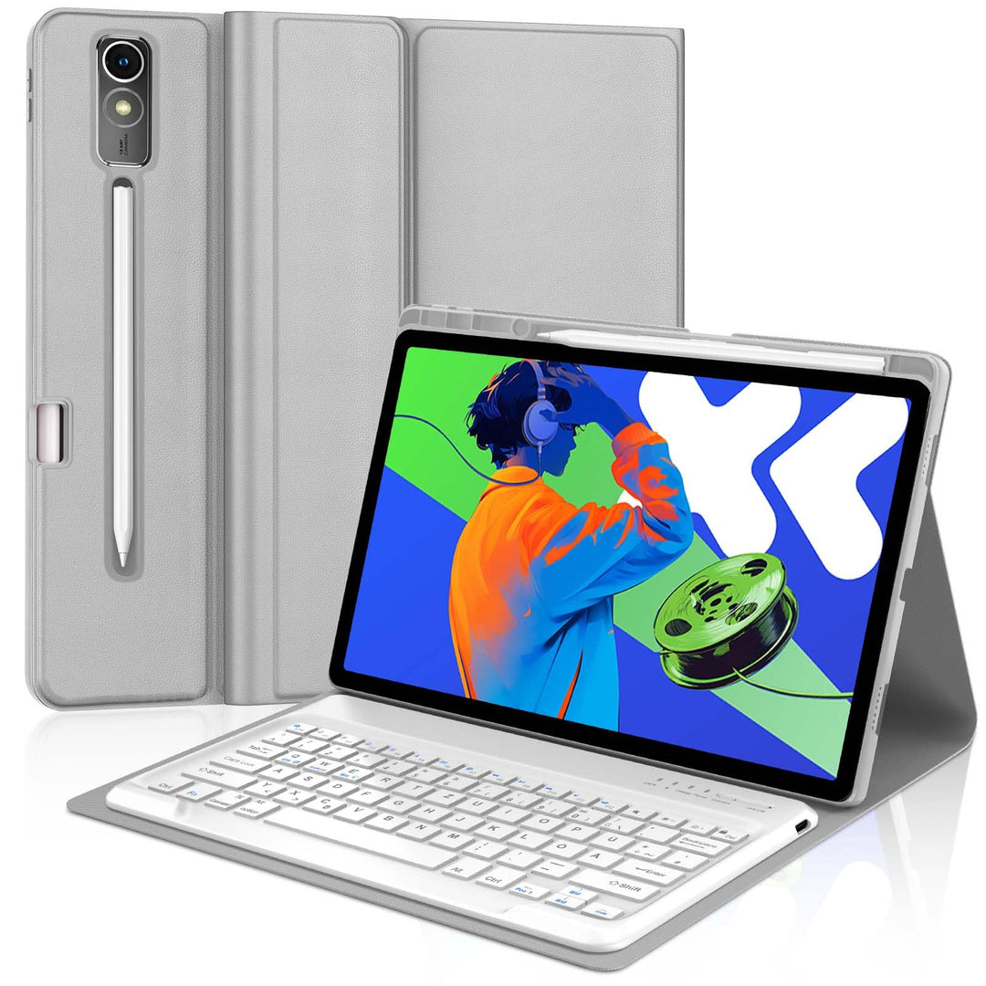 Tastatur für Lenovo Idea Tab Pro 12.7 Zoll 2025, Hellgrau