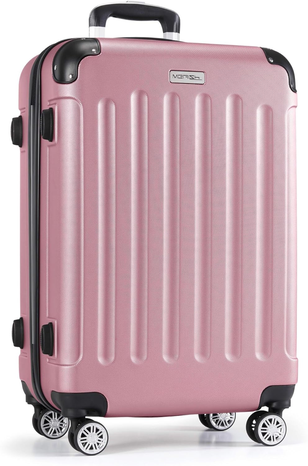 MERISH Reisekoffer Koffer Kofferset Trolleys Zwillingsrollen 3tlg. Hartschale in 9 Farben (Rose, Set
