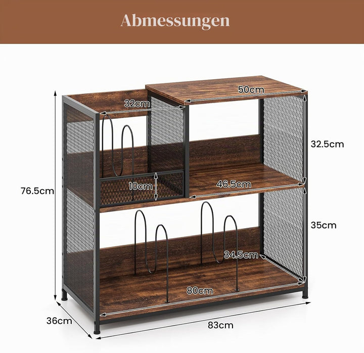 KOMFOTTEU Vinyl-Plattenspielerständer für bis zu 300 Alben, 3-stöckige Schallplatten-Display mit 3 a