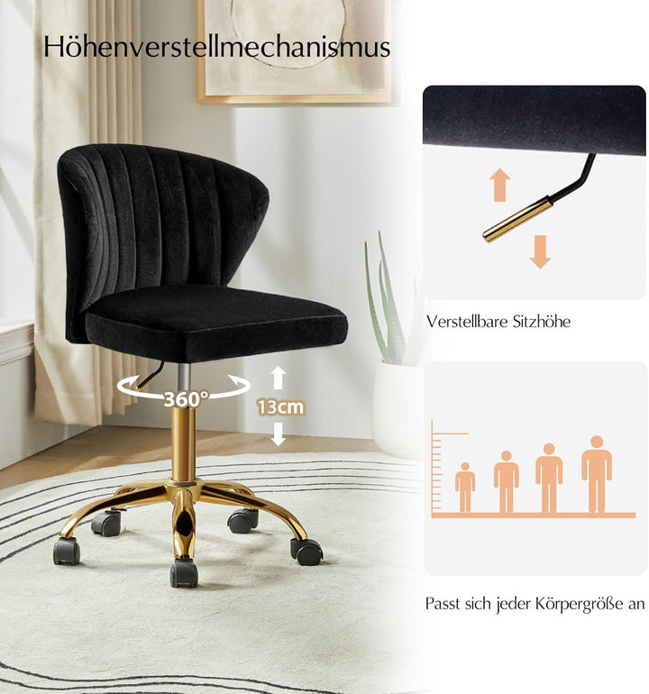 HULALA HOME Bürostuhl, Computerstuhl, Schminktischstuhl, moderner Schreibtischstuhl mit drehbaren Rä