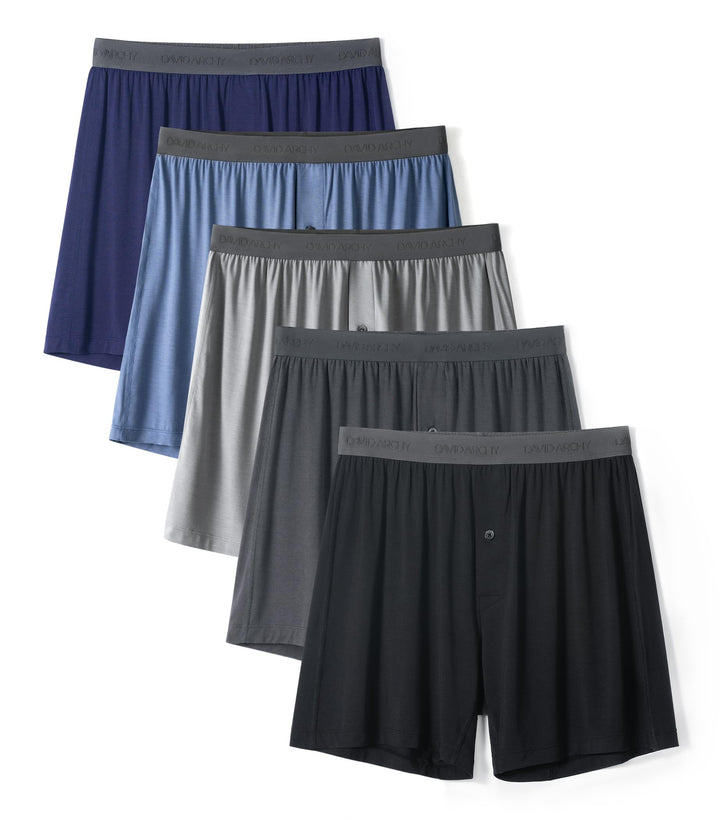 DAVID ARCHY Herren-Unterwäsche Atmungsaktive Bamboo Rayon Superweiche Boxershorts im 3er-Pack XL Gra
