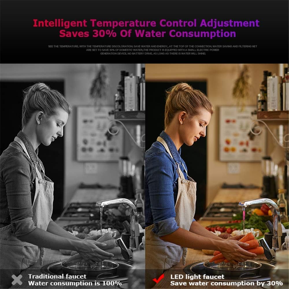3-Farben temperaturempfindliche Farbverlauf LED-Licht Küche Bad Wasserhahn Wasser Duschkopf Kinder H