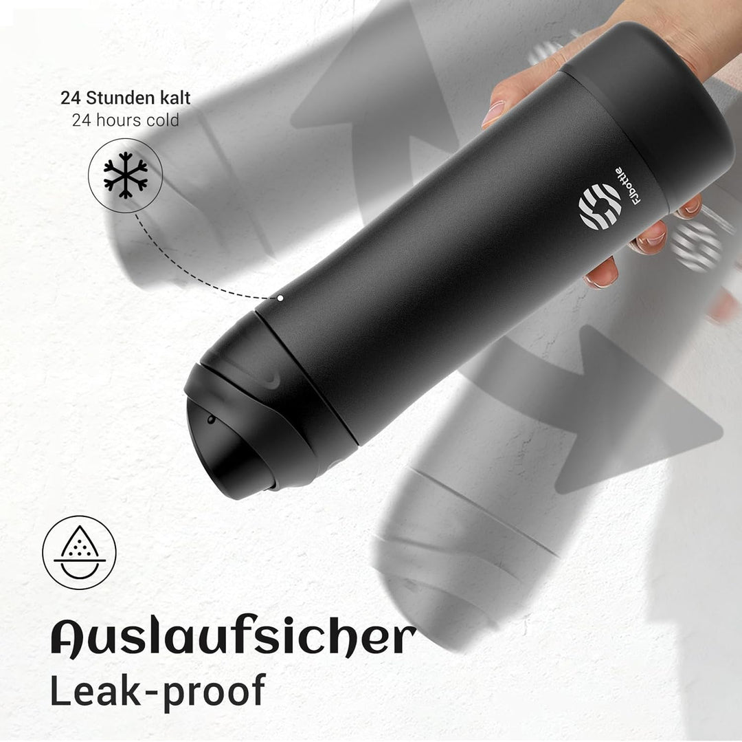 Fjbottle Edelstahl Trinkflasche 1L/750ML – 1-Klick Öffnung BPA-frei Wasserflasche für Sport, Schule,