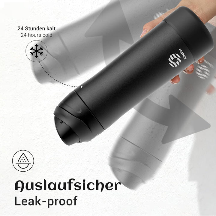 Fjbottle Edelstahl Trinkflasche 1L/750ML – 1-Klick Öffnung BPA-frei Wasserflasche für Sport, Schule,