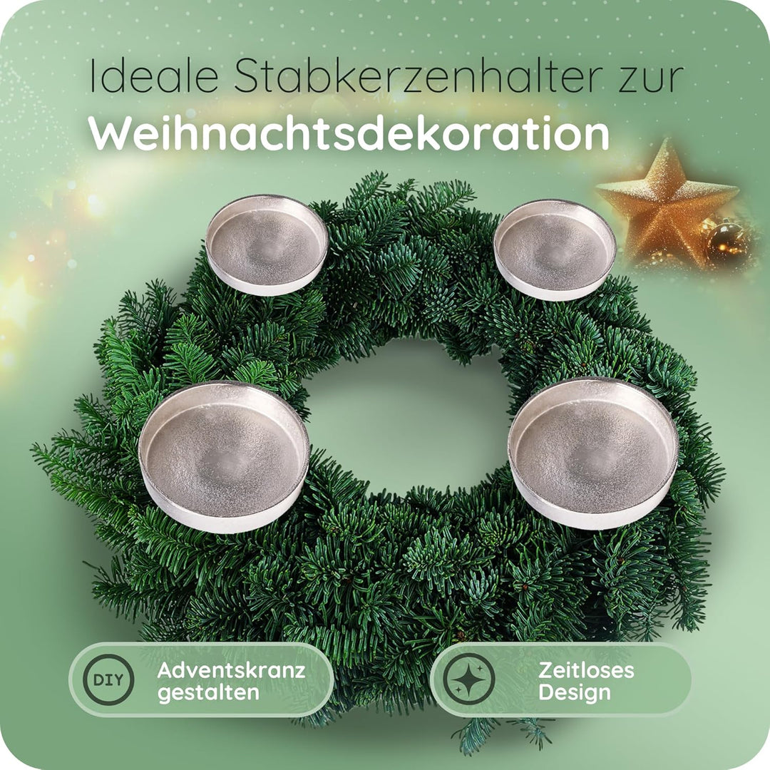 Novaliv 4X Kerzenpick Alu Flach 8,5 cm Kerzenhalter für Adventskranz Kerzenpin Weihnachtskranz, 4
