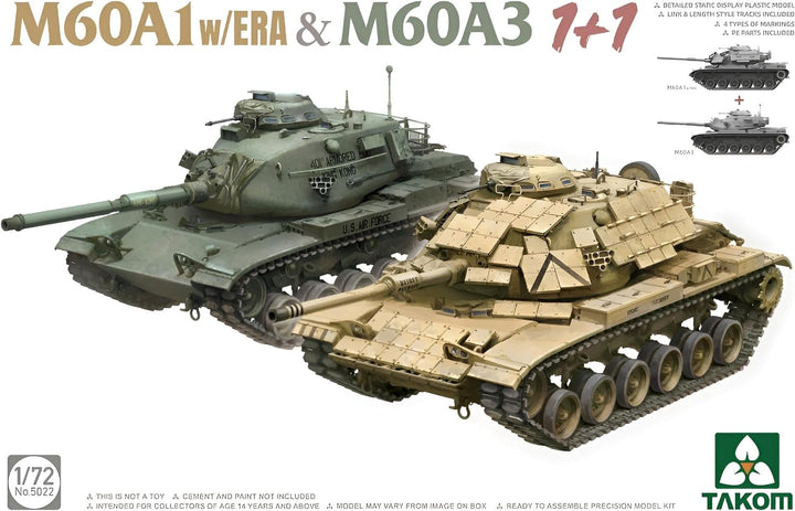 TAKOM TAK5022-2 Kits Combo M60A1 with ERA (Reaktivpanzerung) & M60A3 (1+1) Massstab 1:72 Modellbau P