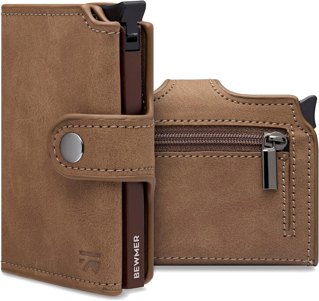 BEWMER 2 Shielded | Herren und Damen Slim Wallet mit RFID-Schutz Anti-Cloning | Kartenetui mit Münzf
