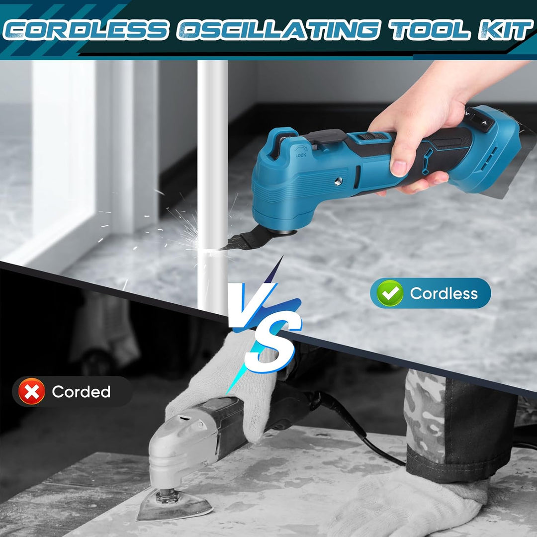 Akku Multifunktionswerkzeug, Multitool mit 6 Einstellbaren Geschwindigkeiten und bürstenlosem Motor,