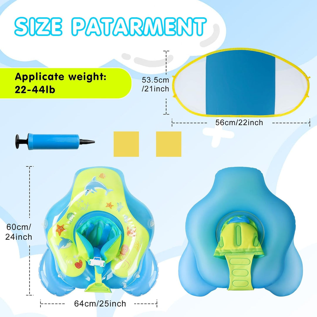 Schwimmring Baby mit abnehmbarem Sonnenschutz Mit Glocke Baby Float Schwimmsitz Kinderbecken Schwimm