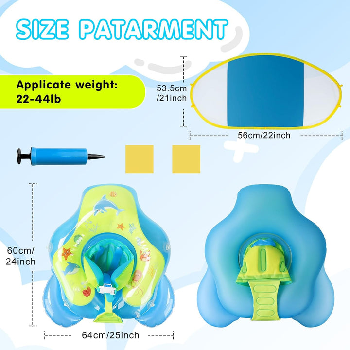 Schwimmring Baby mit abnehmbarem Sonnenschutz Mit Glocke Baby Float Schwimmsitz Kinderbecken Schwimm