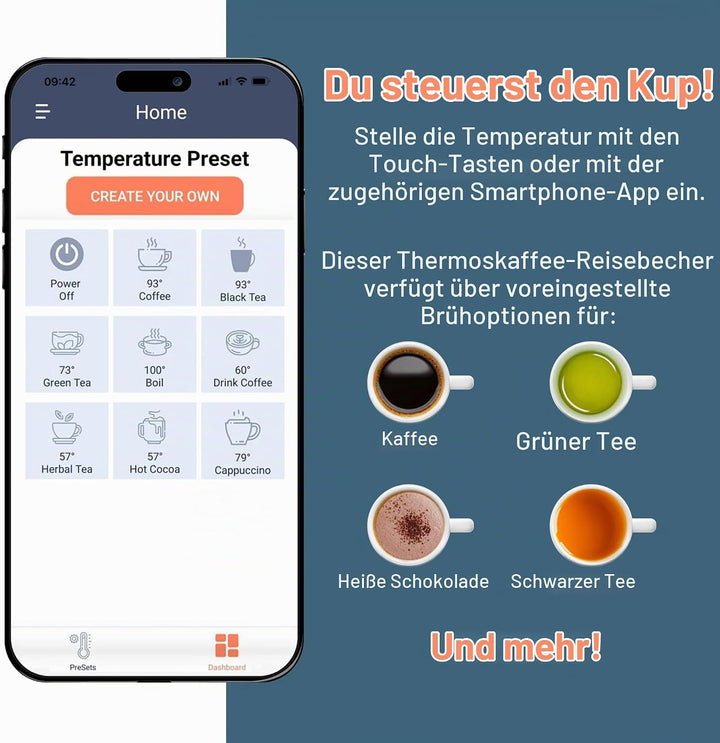 HOT KUP Batterie - Akku für selbstheizende Thermo- und Reisetasse - Mobiler Sockel mit Drehverriegel