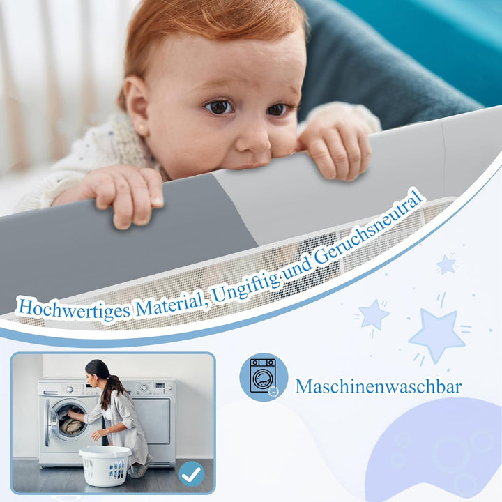 AufuN Bettgitter Bettschuztgitter Portable 180cm, Faltbar Kinderbettgitter für Kinder Babybettgitter