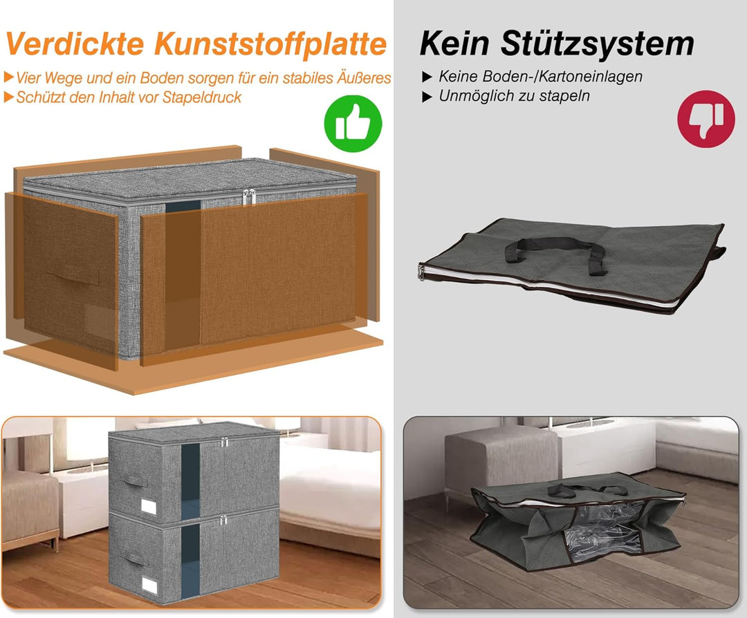 mepure Aufbewahrungsbox mit Deckel Gross, 60L Kleidung Stoffboxen Aufbewahrung mit Stabile Seitenwän
