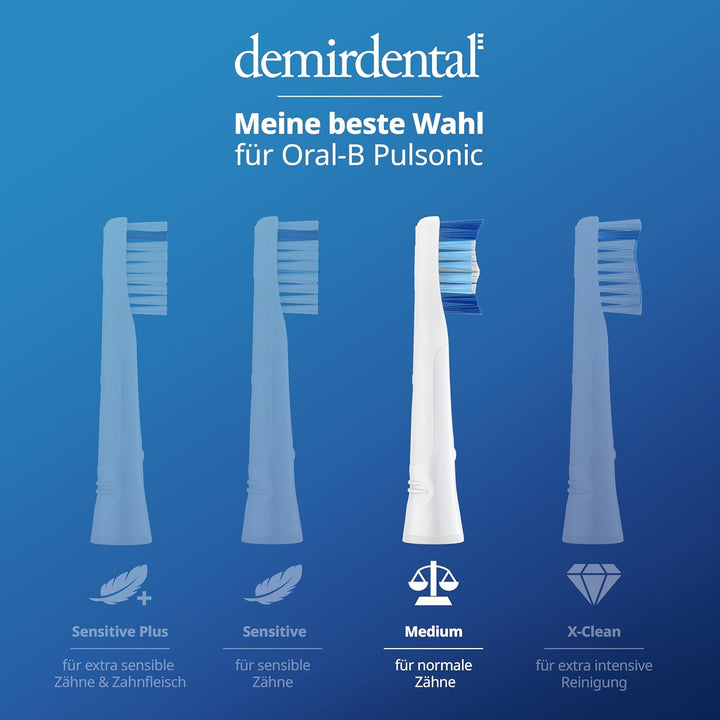 Aufsteckbürsten von demirdental für Oral-B Pulsonic Aufsteckbürsten, Medium Aufsteckbürsten, Ersatzb