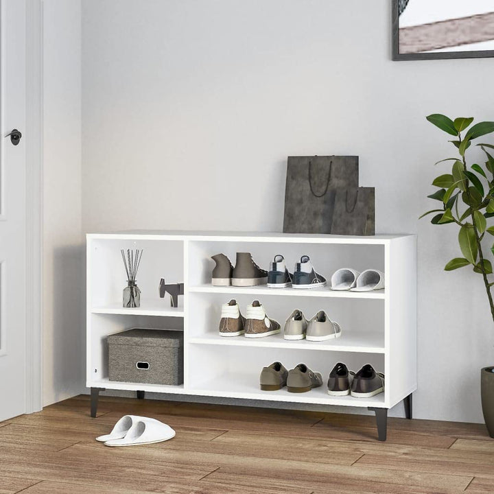 FIRBNUS Schuhregal Weiss 102x36x60 cm Holzwerkstoff Schuhorganizer Stauraum Schrank Schuhaufbewahrun